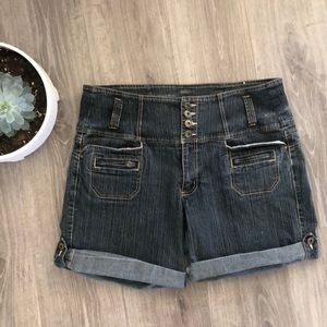 High Waisted Dark Wash Short